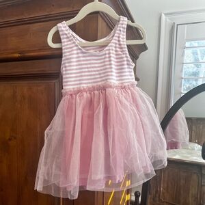 Mini Boden Pink and White Striped Jersey Tulle Dress